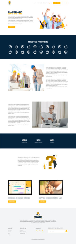 Blue Collar About Us web design by Zahid